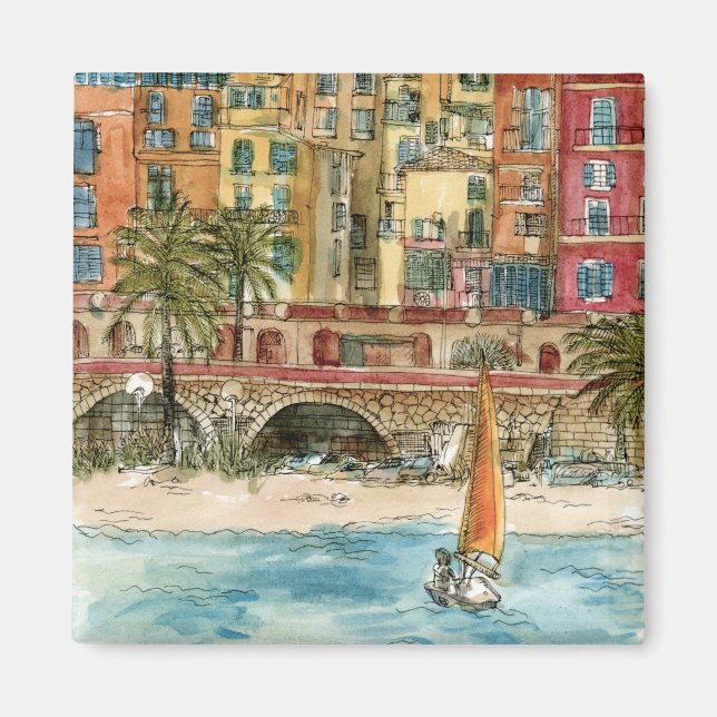 Destinationer | Vattenfärgssegment och Byggnad Magnet (Framsidan)