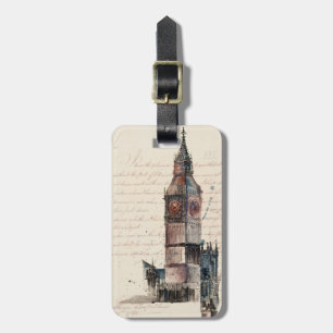 Destinationer Vintage Brev från Big Ben Bagagebricka