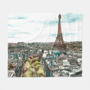 Destinationer Vintage Eiffel Torn i Paris View Fleecefilt