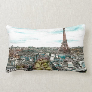Destinationer Vintage Eiffel Torn i Paris View Lumbarkudde
