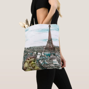Destinationer Vintage Eiffel Torn i Paris View Tygkasse