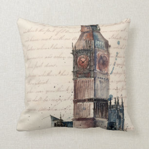 Destinationer Vintagebrev från Big Ben Kudde