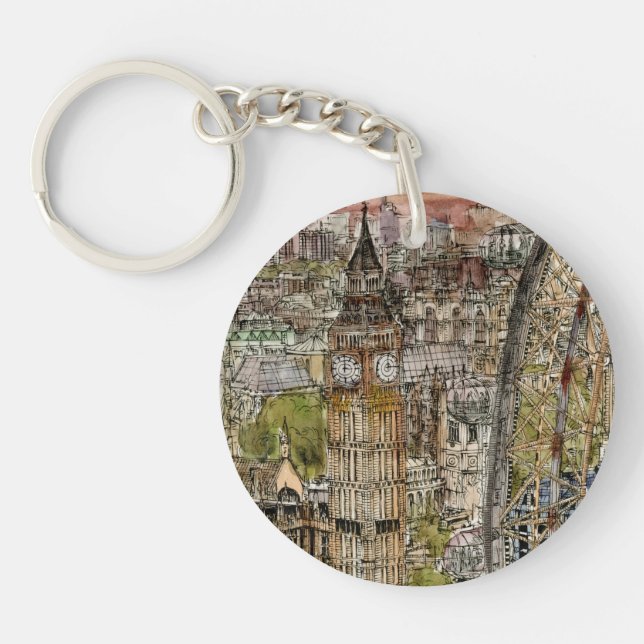Destinationer | Watercolor Big Ben & London Öga (Framsidan)