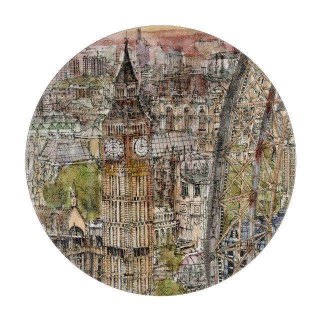 Destinationer | Watercolor Big Ben & London Öga (Framsidan)