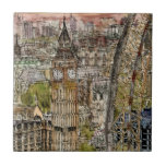 Destinationer | Watercolor Big Ben & London Öga Kakelplatta<br><div class="desc">En vacker vattenfärg och bläck-design skapat av den begåvade Melissa Wang. Vårt öga dras till mitten av biet där vi hittar Londons egen Big Ben. Kl. 15.00 var kanske en viktig tidpunkt för den begåvade konstnären som skisserades på klockan ansikte. Ställd till lämnad om Big Ben är Westminsters palats, sammanträdets...</div>
