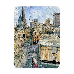 Destinationer Watercolor Vintage London Street Magnet