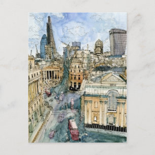 Destinationer   Watercolor Vintage London Street Vykort