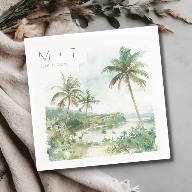 Destinations bröllopsreception på stranden  pappersservett (Destination Beach Wedding Reception Napkins)