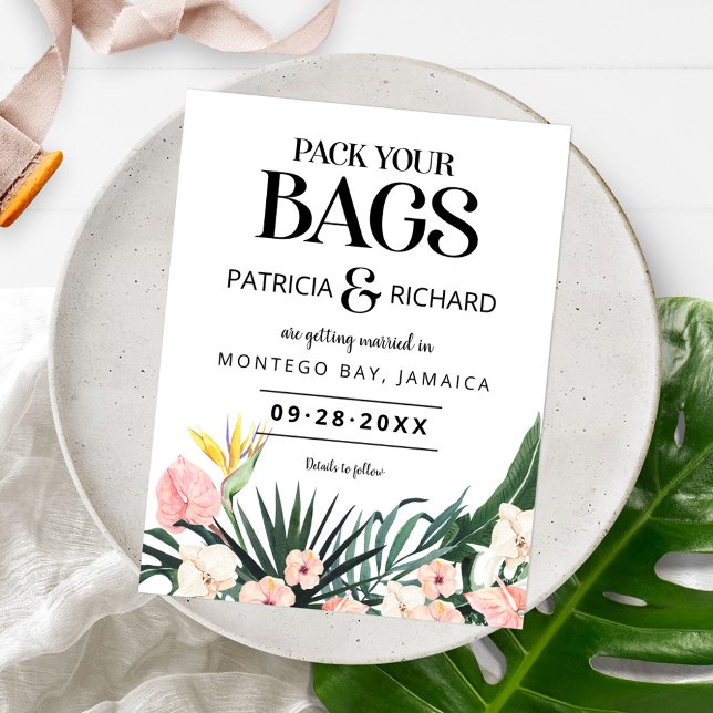 Destinations Tropiskt Bröllop Spara Datum Vykort (Skapare uppladdad)
