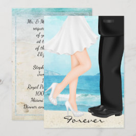 Destinationsbachsbröllop med Bride och Groom Inbjudningar