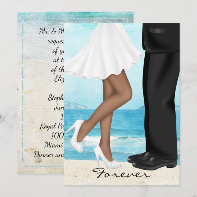 Destinationsbachsbröllop med Bride och Groom Inbjudningar (Fram/baksida)