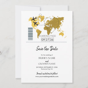 Destinationsboardingpass Bröllop Spara Datumet