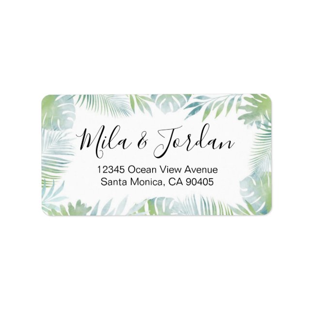 Destinationsbröllop, Beach Wedding, Sommar Bröllop Adressetikett (Framsidan)