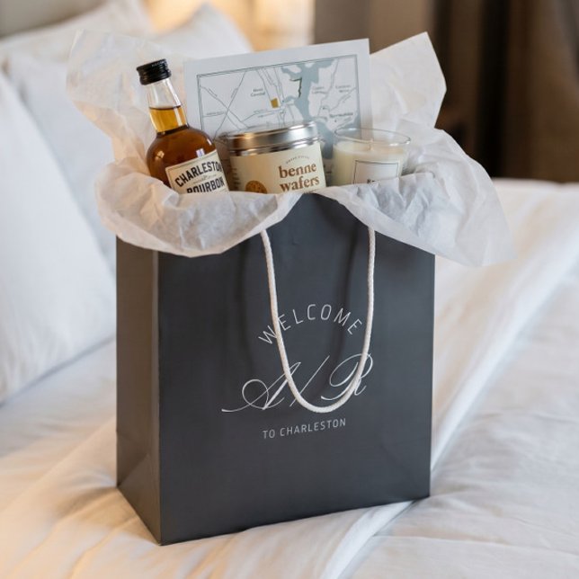 Destinationsbröllop Elegant Mörkgrå Välkomstpåse (Skapare uppladdad)