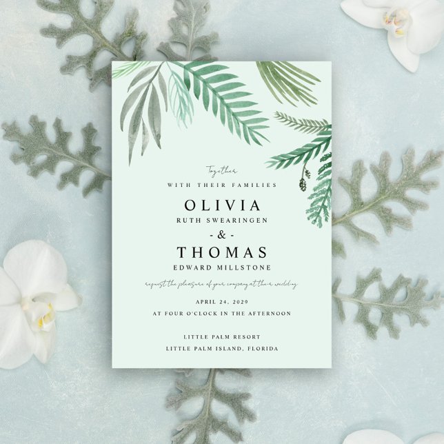 Destinationsbröllop för liten Handflatan, vattenfä Inbjudningar (Little Palm Destination Wedding Invitation
)