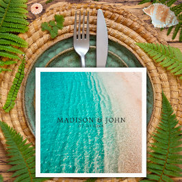 Destinationsbröllop för sommarströ vid kusthavet pappersservett