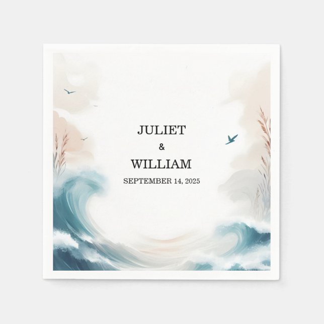 Destinationsbröllop för strutsfåglar i vår sommar pappersservett (Framsidan)