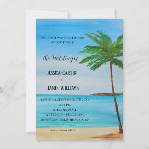 Destinationsbröllop för Tropical Beach Handflatan Inbjudningar