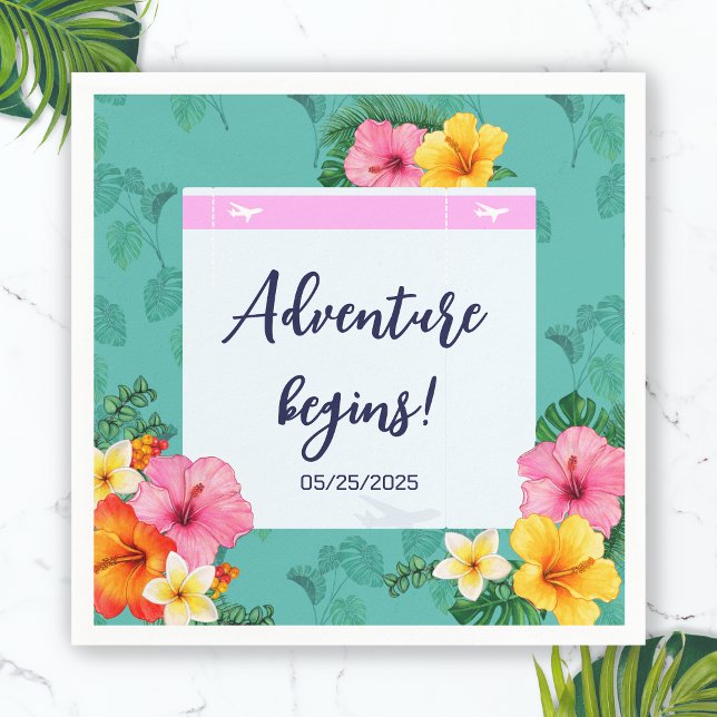 Destinationsbröllop för Tropiskt boardingpass Pappersservett (Boarding Pass Wedding Reception Napkin)