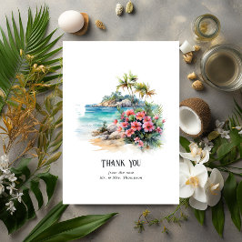 Destinationsbröllop för vattenfärg i Västindien Tack Kort