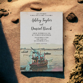 Destinationsbröllop för vintagens fiskefartyg inbjudningar
