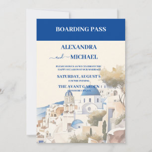 Destinationsbröllop för Watercolor Santorini Inbjudningar