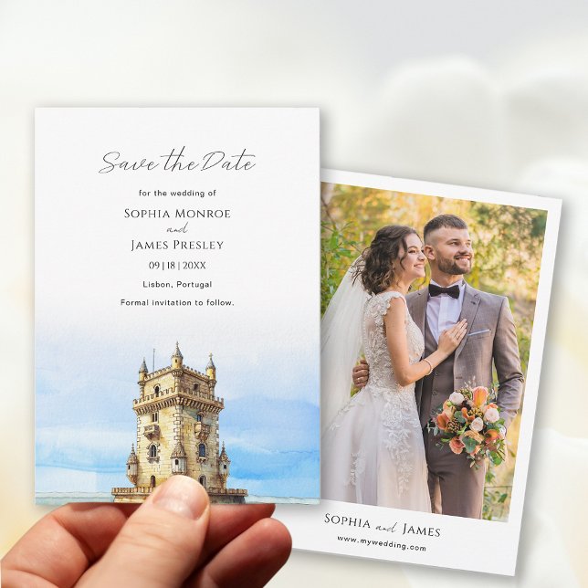 Destinationsbröllop i Lissabon Portugal Spara Datumet (Lisbon Portugal Destination Wedding Save The Date)