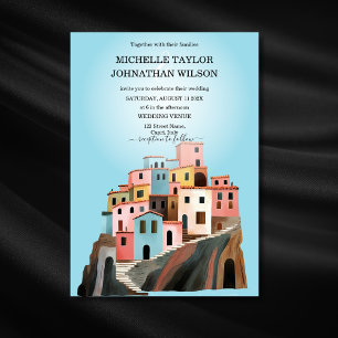 Destinationsbröllop Italien Cinque Terre Watercolo Inbjudningar