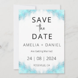 Destinationsbröllop med tropisk strand, spara datu inbjudningar