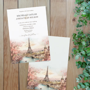 Destinationsbröllop Paris Eiffel Torn Frankrike Inbjudningar