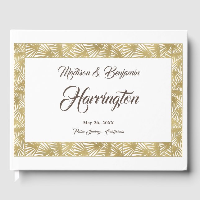 Destinationsbröllop, strand, Handflatan, guldgolv Gästböcker (Framsida)