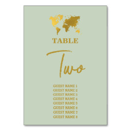 Destinationsbröllop World Passport Sage Grönt Guld Bordsnummer