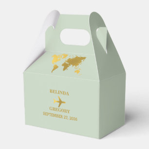 Destinationsbröllop World Passport Sage Grönt Guld Presentaskar