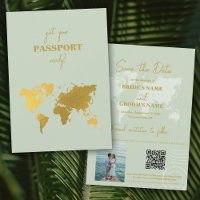 Destinationsbröllop World Passport Sage Grönt Guld