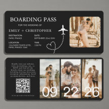Destinationsbröllopsboardingkortet Flygplan Biljet