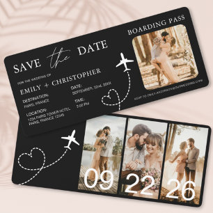 Destinationsbröllopsboardingkortet Flygplan Biljet