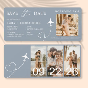 Destinationsbröllopsboardingkortet Flygplan Biljet