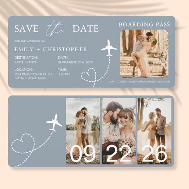 Destinationsbröllopsboardingkortet Flygplan Biljet (Skapare uppladdad)