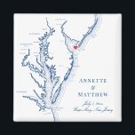 Destinationsbröllopsförmån för Cape May New jersey Magnet<br><div class="desc">Snabb och enkel beställning! De här Kap May,  New jersey karta-magneterna gör att underbara badsäckar från New jersey är till för att inkludera välkomstpåsar från Kap May-destinationen. Flytta hjärtat genom att klicka på "Redigera med design verktyg" under "Anpassa". En karta i Chesapeake Bay med ett hantverk av kustnära Karta</div>