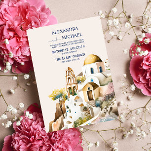Destinationsbröllopsinbjudan för Watercolor Santor Inbjudningar