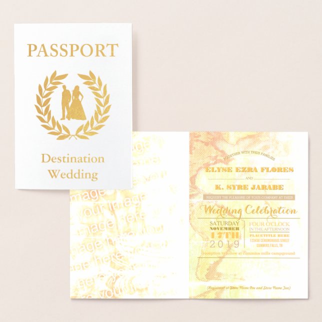 destinationsbröllopspass folierat kort (Display)