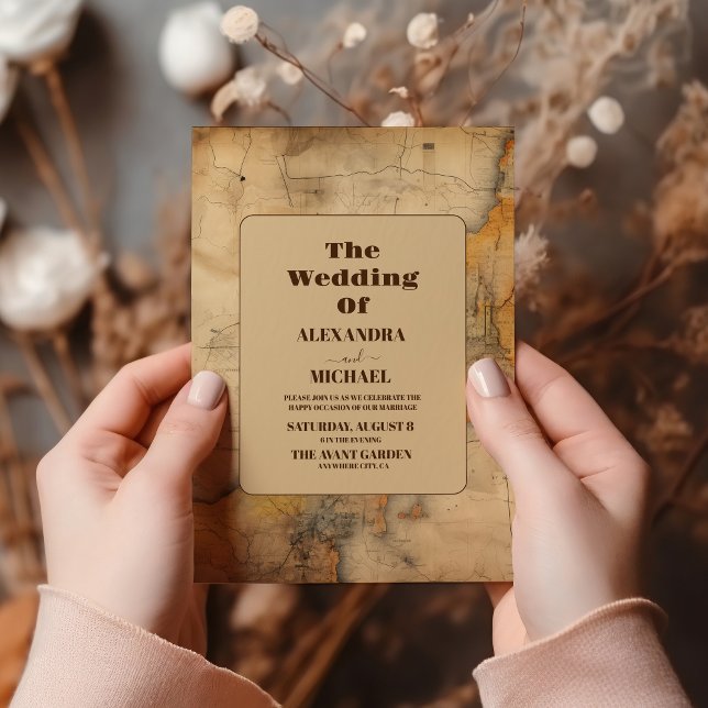 Destinationsfärgen Karta Travel Bröllop Inbjudningar (Skapare uppladdad)