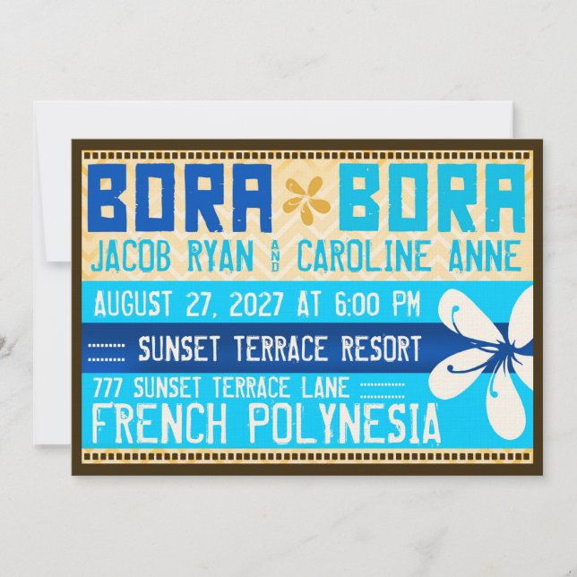 Destinationsinbjudan för BORA BORA Inbjudningar (Framsida)