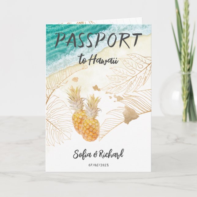 Destinationspass för Hawaii Bröllop World Modern Inbjudan (Framsida)