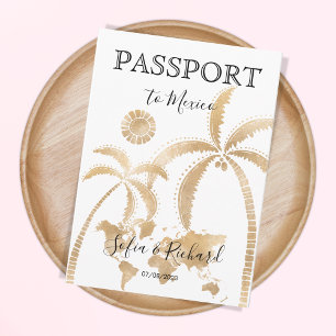 Destinationspass för Mexiko Bröllop World Map Inv. Inbjudan