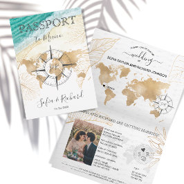 Destinationspass för Mexiko Bröllop World Map Inv. Inbjudan