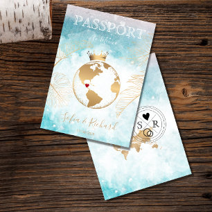 Destinationspass för Mexiko Bröllop World Map Inv. Inbjudan