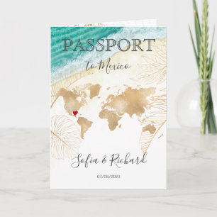 Destinationspass för Mexiko Bröllop World Map Inv. Inbjudan