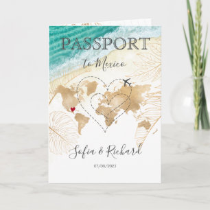 Destinationspass World Heart i Mexiko Bröllop Inbjudan