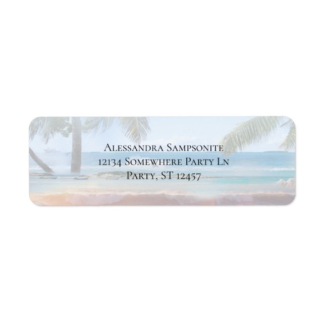 DestinationsReturadress för Tropical Beach Handfla Returadress Etikett (Framsidan)